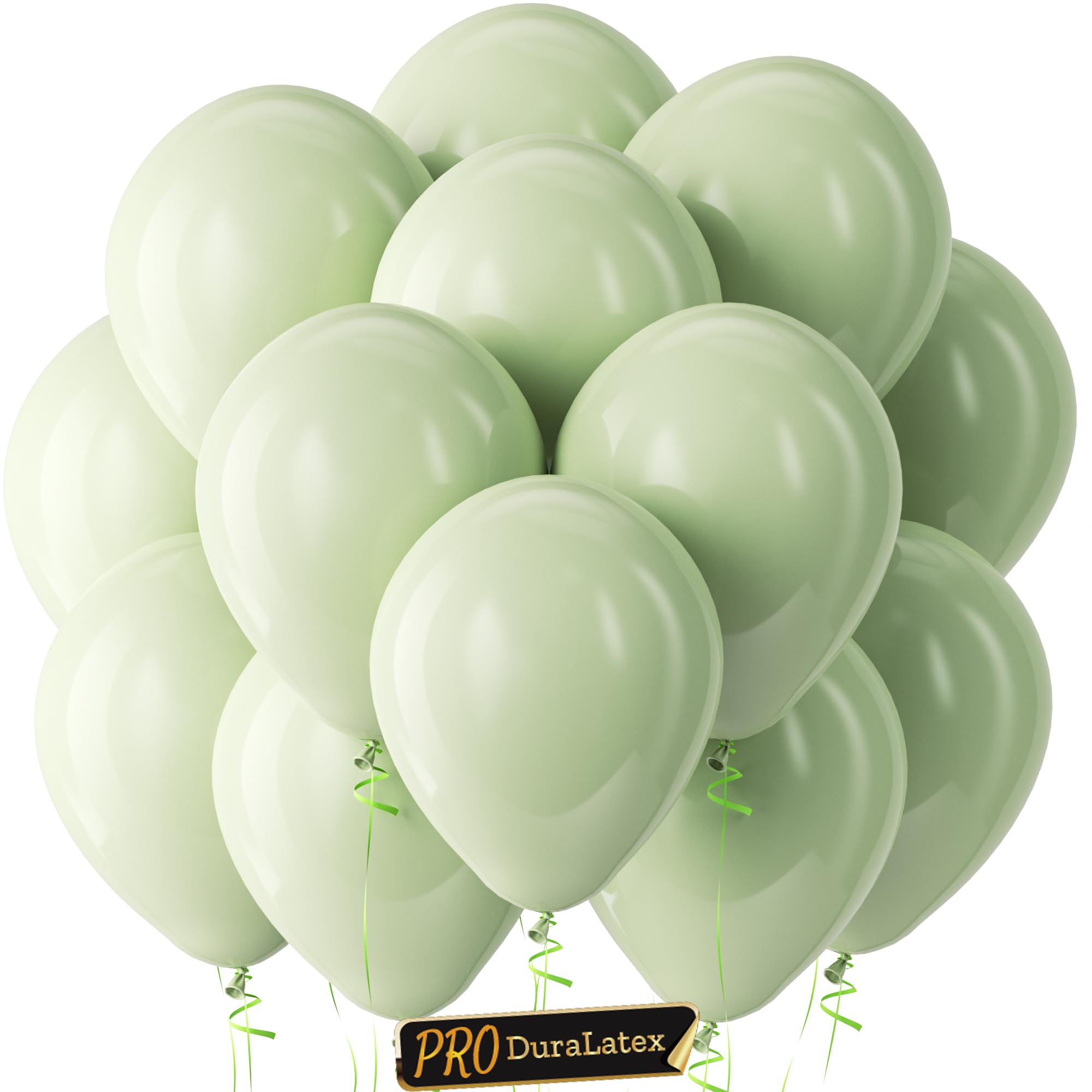 Bezente Pro Duralatex Sage Green Extra-Thick Balloons 100 Pack 12 inch