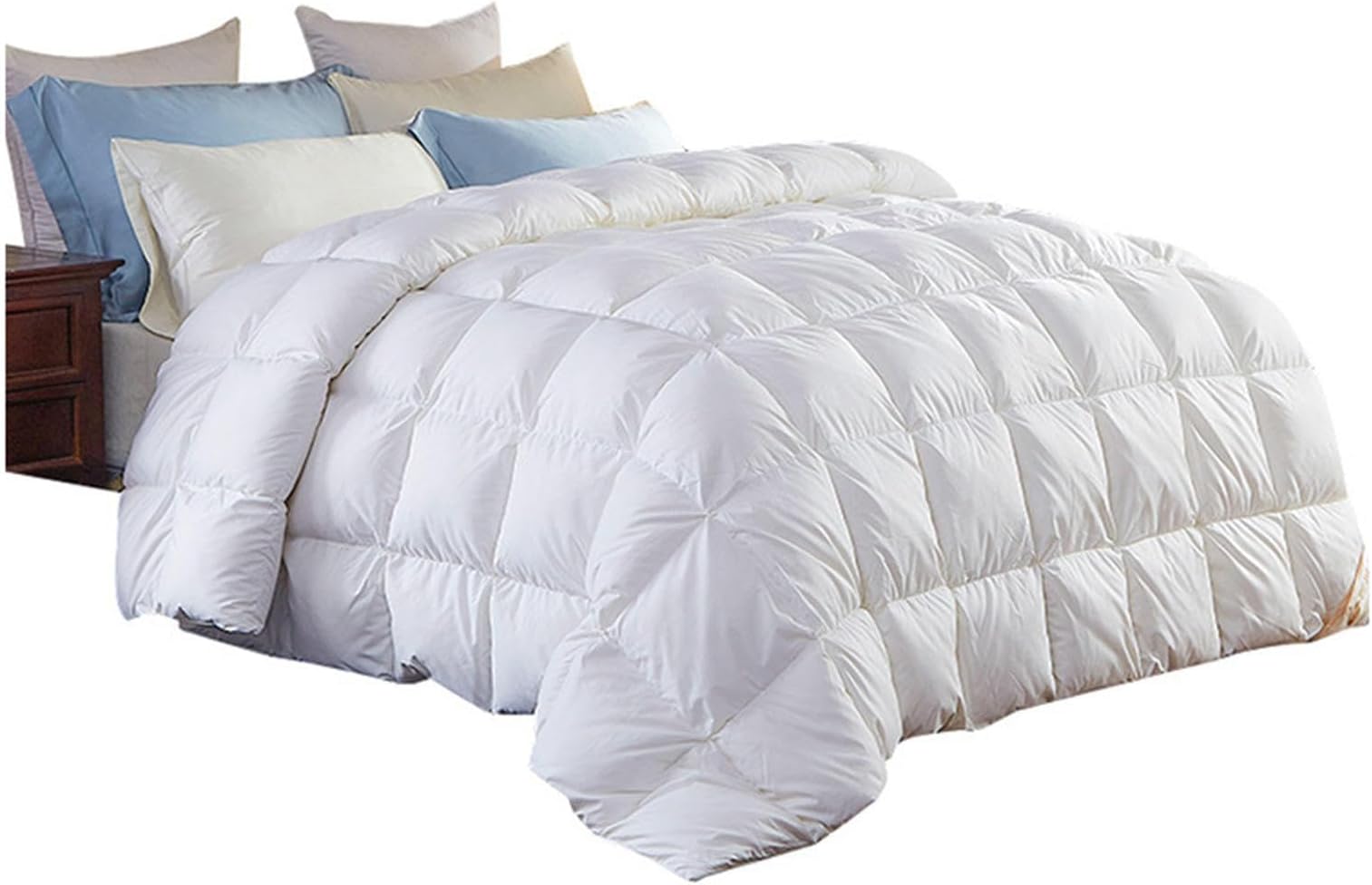 Premium 750FP Goose Down Comforter Queen Size White Duvet Insert, Hotel Quality All Season Bed Comforter, Lightweight Warmth Fluffy Down Duvet,220x240cm