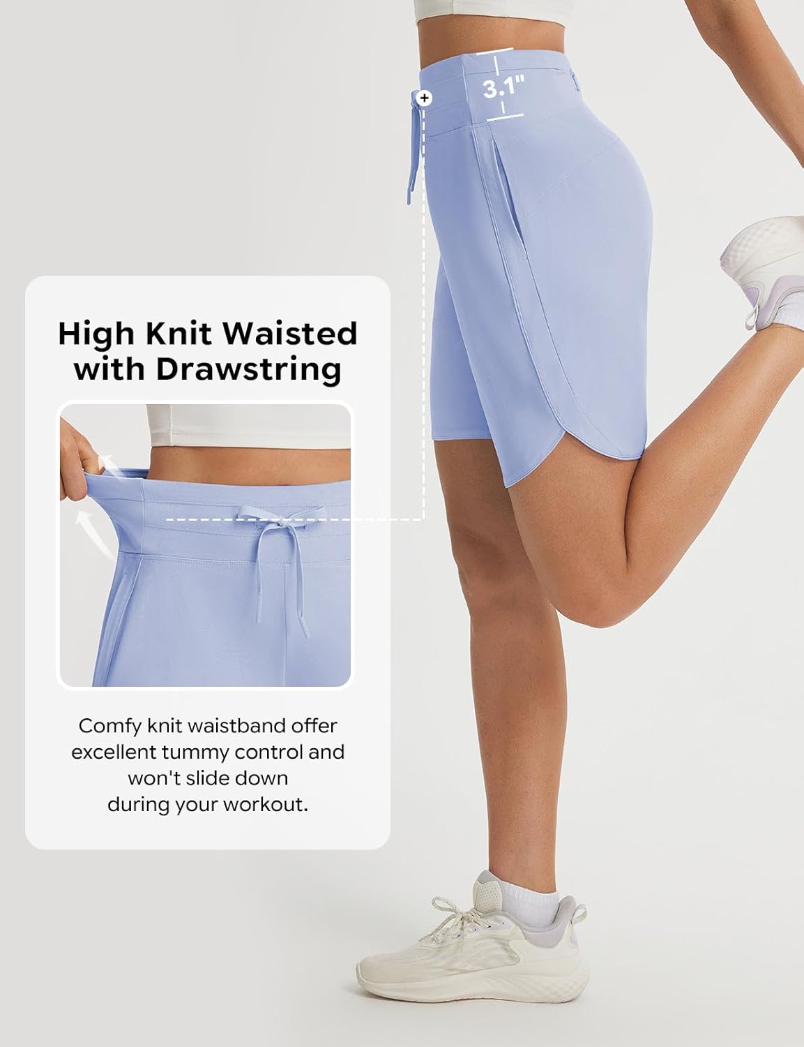 baleaf Women's 9" Bermuda Knee Length Athletic Running Long Shorts with Pockets Quick Dry Shorts High Waisted UPF 50+ - Image 6