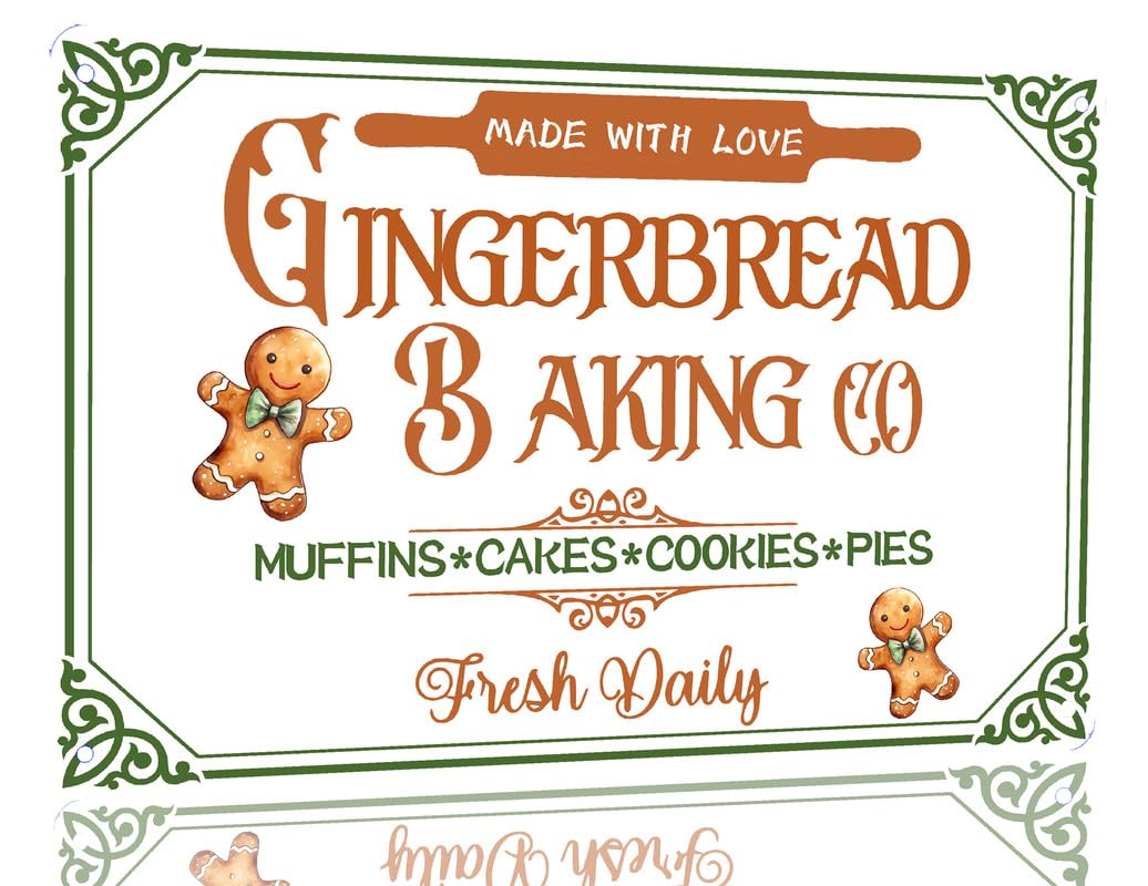 Kwqdozf As Pic Vintage Metal Tin Sign Gingerbread Wall Art For Home Kitchen, 8X12 Inch