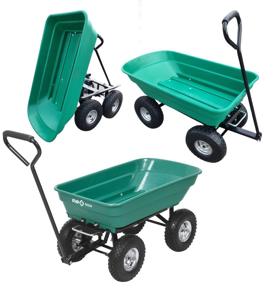 FLO Carrello da giardino con funzione di ribaltamento, 55 l, contenitore: 87 x 47 x 20 cm