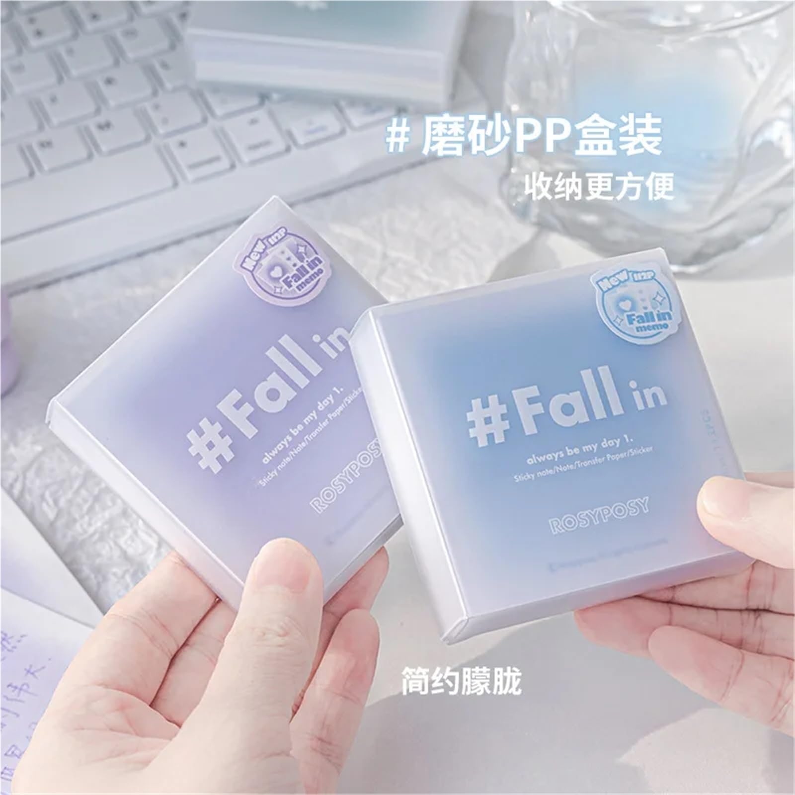 Foglietti adesivi per appunti, note sfumate, carta per scrapbooking, diario, cancelleria, colore blu