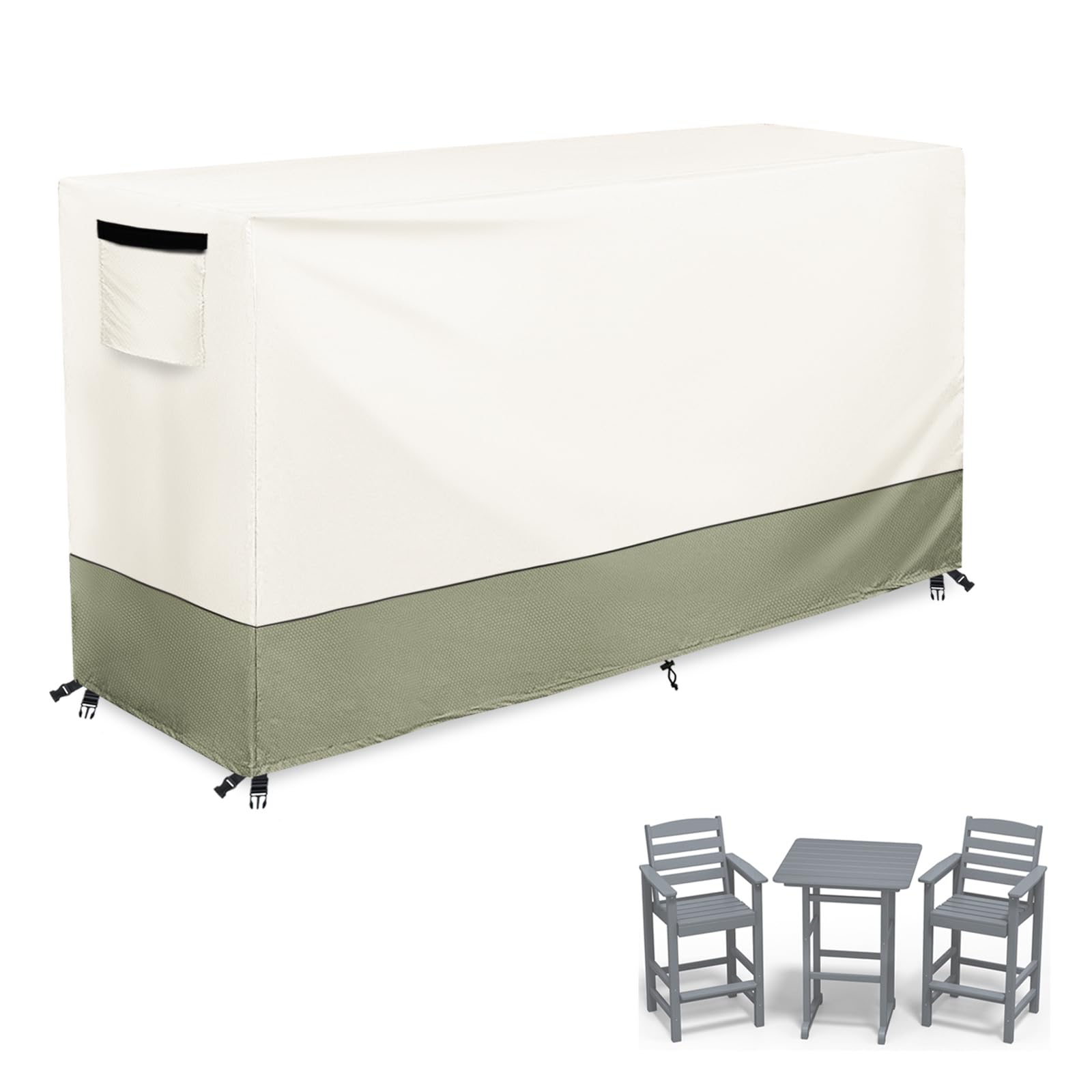 Osileyo Bar Height Patio Dining Set Covers,100% Waterproof Outdoor Adirondack Bar Height Chairs and Table Sets Cover, Bar Table Set Covers for Patio
