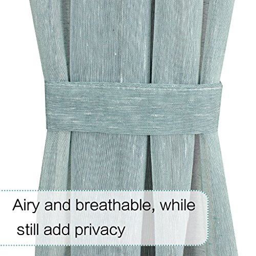 H.versailtex Linen French Door Curtains Privacy Light Reducing Door Curtain With Tieback | Rod Pocket Curtain 1 Panel For Glass Door Feature Open Weave Textured Linen - 25"X40" - Teal #TOP1