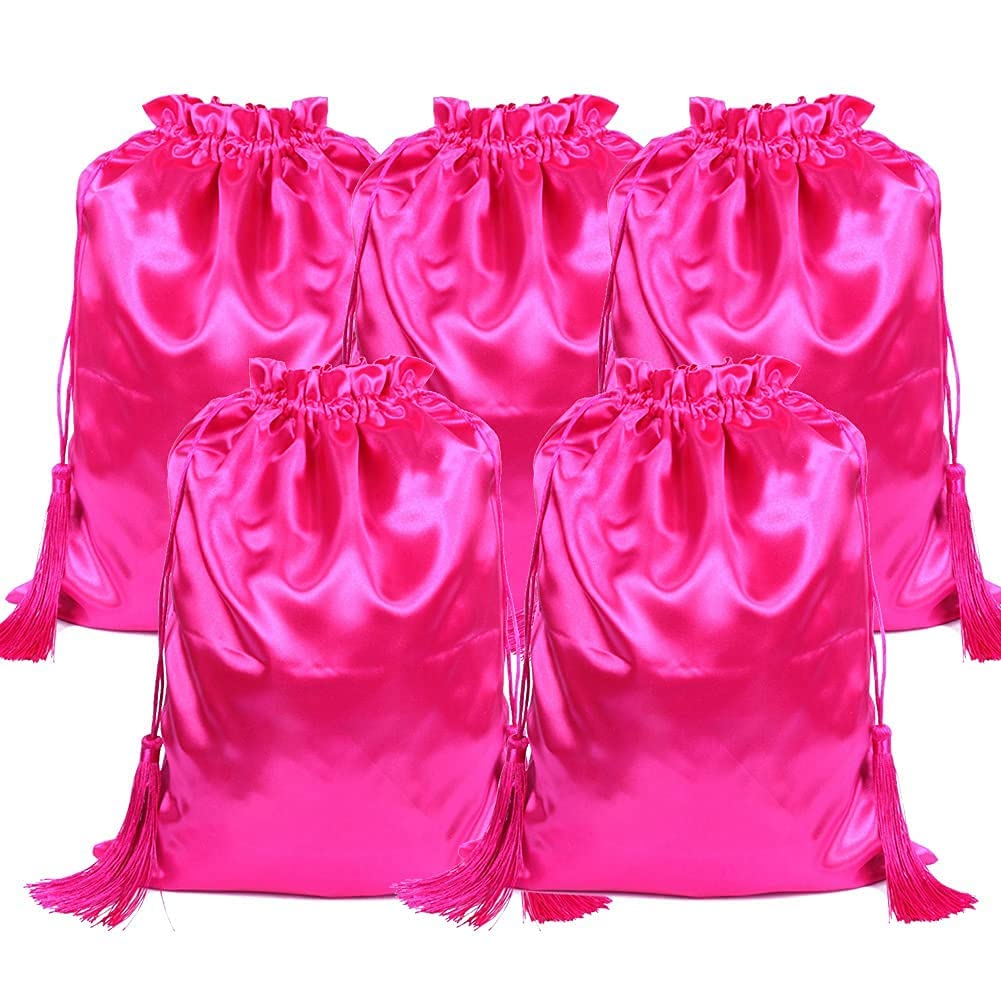 Silk Satin Packaging Bags for Wigs, Bundles, Hair Extensions,Tools,Soft Silk Pouches with Tassel Gift and Travel Bags Hair Bags