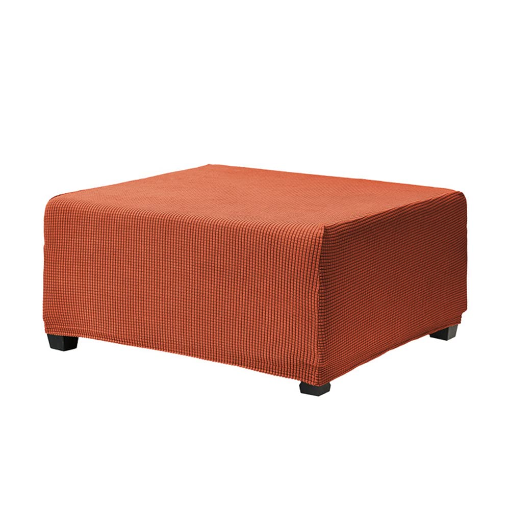 OBCREAT Ottoman Covers, Stretch Jacquard Ottoman Slipcover Soft Thick Folding Storage Cover Rectangle Footrest Stool Covers with Elastic Bottom Furniture Protector Covers (Burnt Orange, Large)