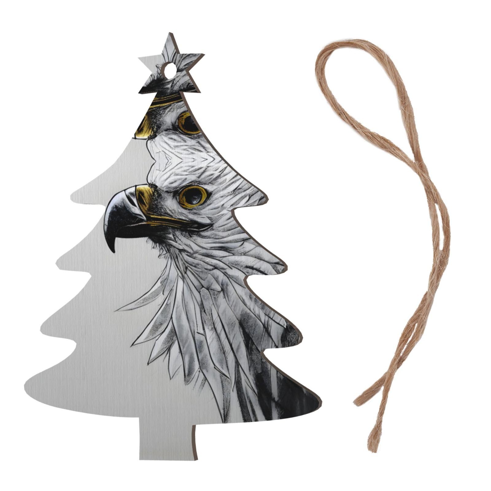 Sketching an Eagle Lot de 6 décorations de Noël scandinaves en bois naturel pour sapin de Noël rustique et confortable