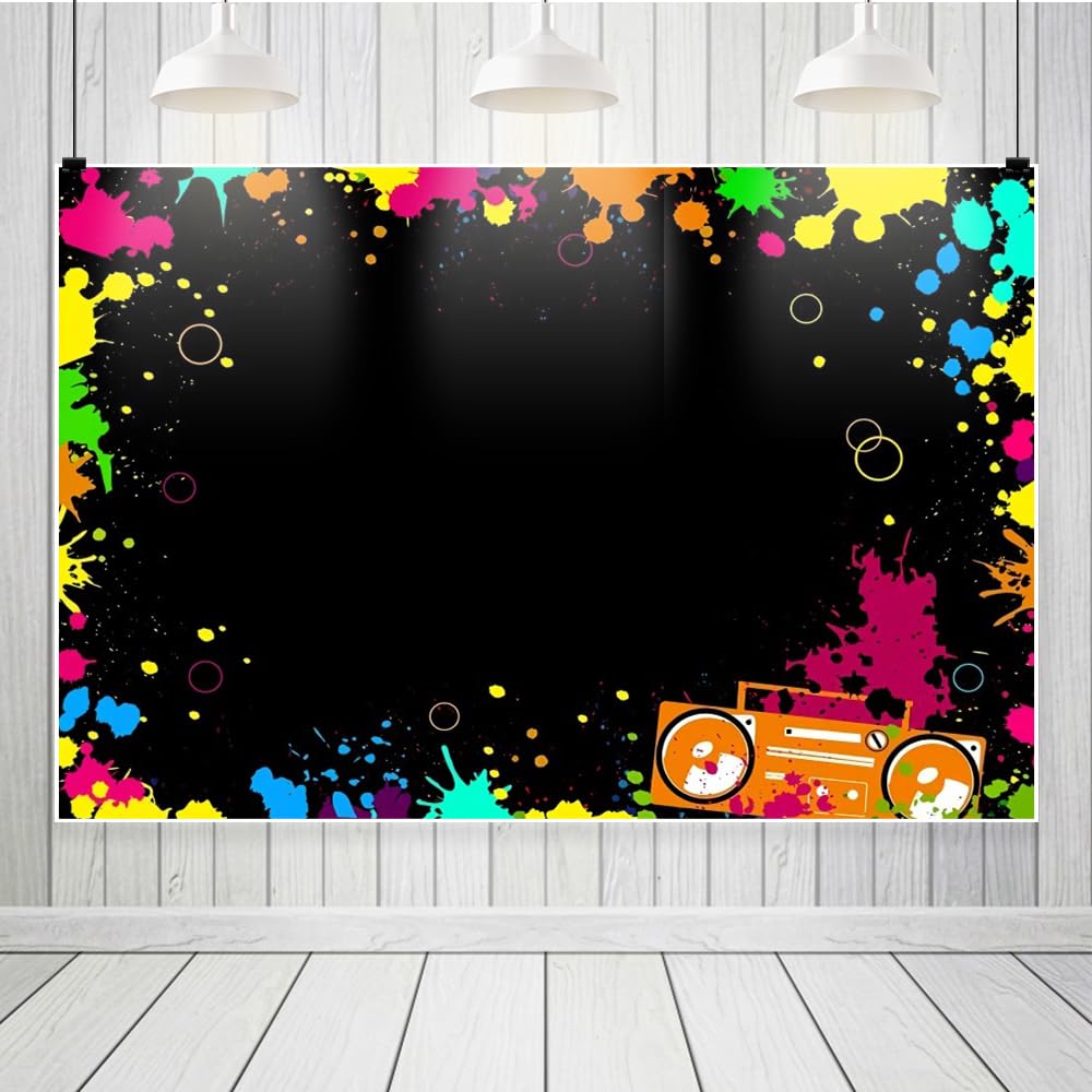 Leowefowa Neonowe dekoracje imprezowe, winylowe, świecące w ciemności, tło fotograficzne, baner urodzinowy, świecące graffiti, tło do fotografii, rekwizyty do fotobudki