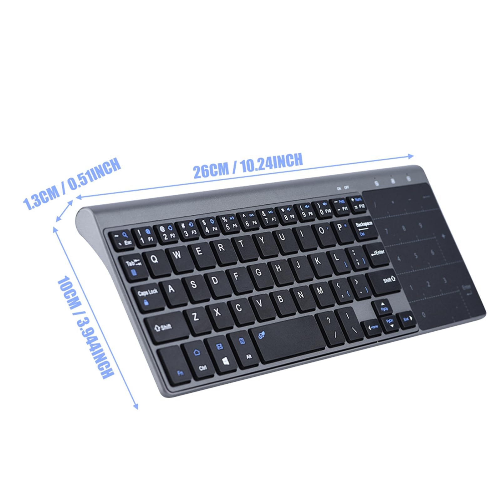 Teclado inalámbrico de 2.4GHz, Teclado inalámbrico portátil con Almohadilla táctil Sensible Compatible con/Android/iOS