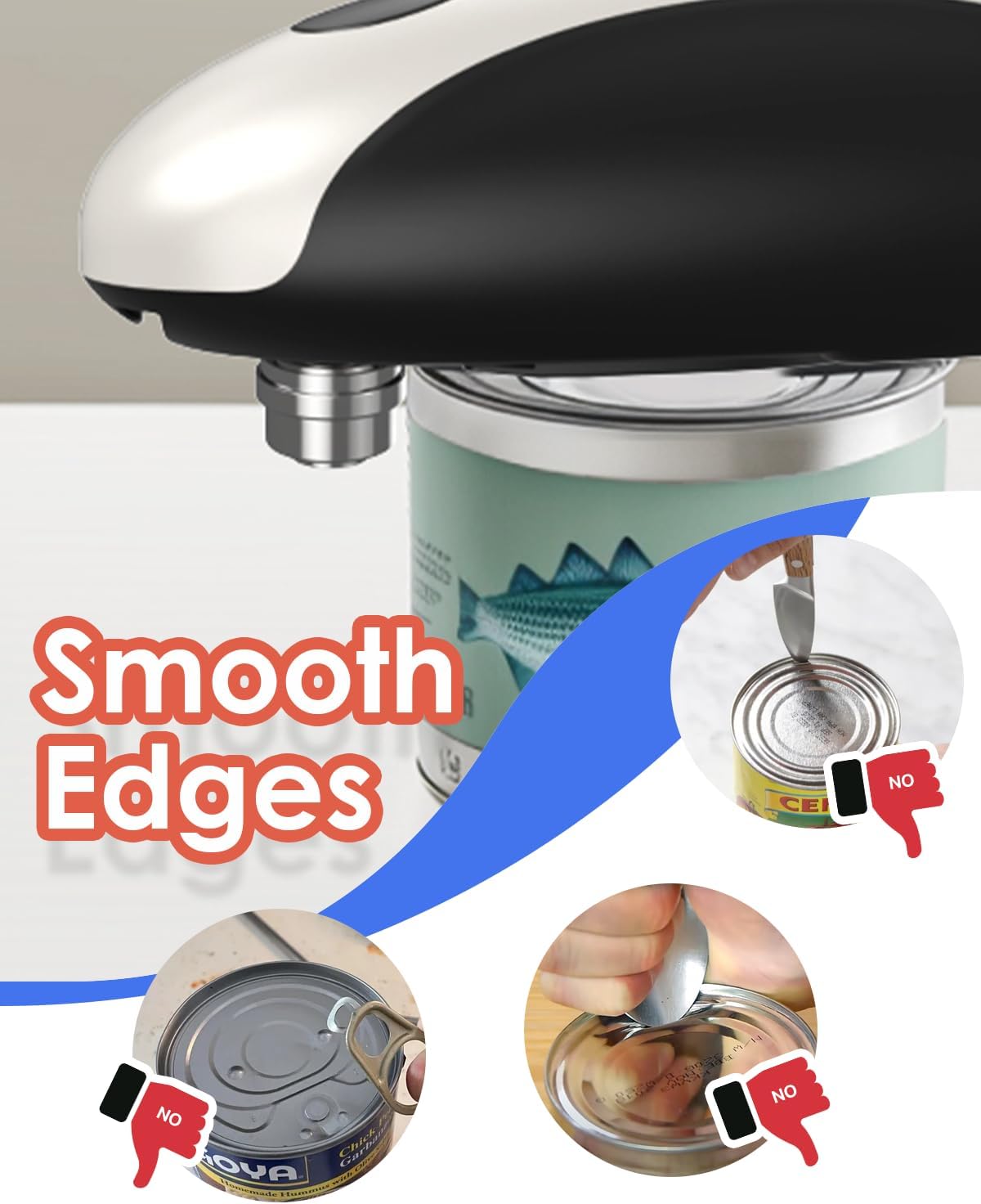 Rechargeable Electric Can Opener - One Touch Automatic, Hands Free Operation Easy Grip for Seniors & Arthritis, Works with All Cans - Cordless, No Sharp Edges