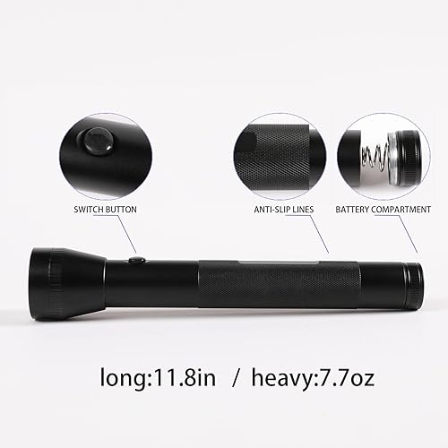 Miniatura 4 de Linterna LED de 3 celdas con batería D de alta resistencia, modo único, linterna de aleación de aluminio, linterna de metal resistente para