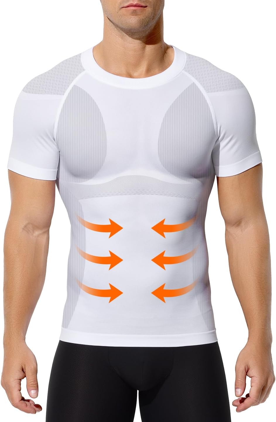 – Men Compression Shirt Slimming Body Shaper Tummy Control Short Sleeve Tops Muscle Shapewear for Men Undershirts