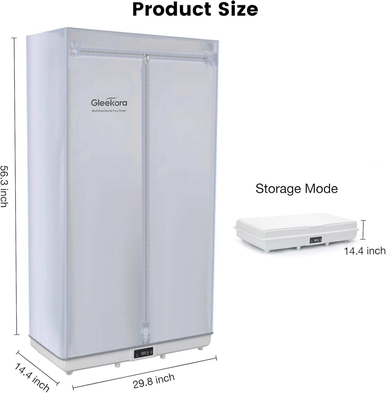 Portable Clothes Dryer Tent, Easy Installation Foldable Compact Electric Dryer Machine, 1200W Quiet Fast Drying with Adjustable Timer, Large Capacity for Apartment, RV, Travel (Gray)