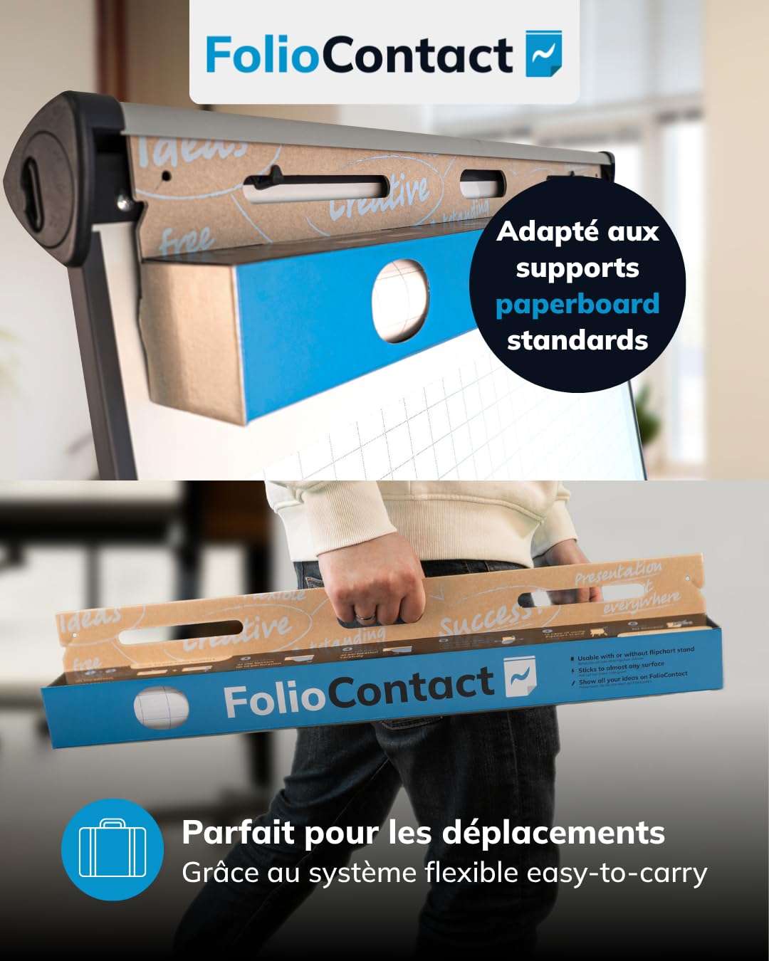 Tableau électrostatique/Film électrostatique breveté Fixation sans outil sur presque toutes les surfaces
