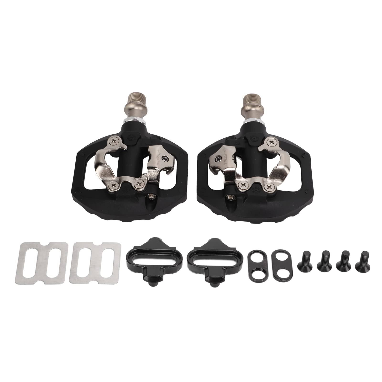 KIMISS Pedal Multiusos de Plataforma de Doble Cara para Bicicleta de Montaña - Pedales Sellados sin Clip con Tacos para Bicicleta de Carretera, Fácil Conversión de Modo sin Clip a Plano