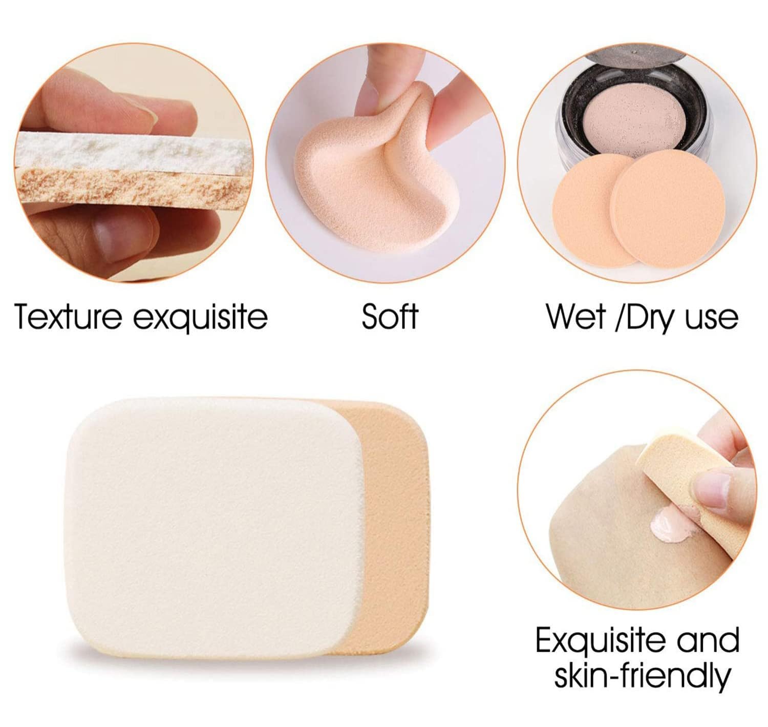 (pack 1) 6-in-1 Professional Beauty Blender Sponge for Face Makeup with Cotton Pad Foundation Beauty Blender, Powder Buff, and Cosmetic Puff Perfect for Women's & Girls Cosmetic Makeup | Beauty Sponge set is for all Skin Types - Soft, Latex-Free, Reusable & washable (Multi-color) 4