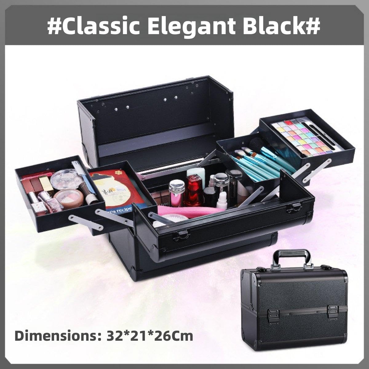 Valigetta per Trucchi Portatile, Custodia Organizer Multifunzionale con Spazio di archiviazione Multistrato, Design con Serratura, vassoi estensibili, Ideale per Professionisti e