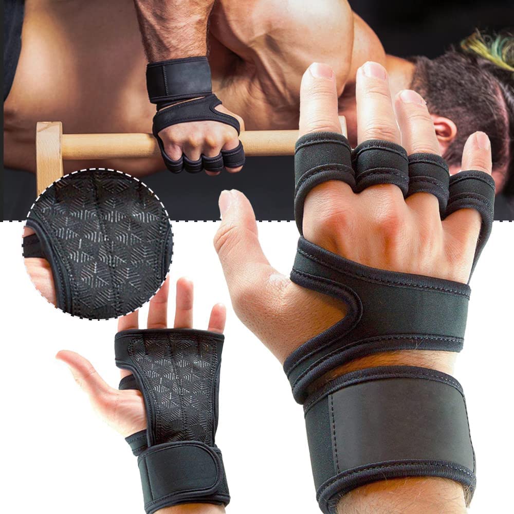 Guantes de Entrenamiento de Levantamiento de Pesas para Hombres y Mujeres, Fitness, Deportes, Culturismo, Gimnasia, Gimnasio, muñeca, Guantes Protectores de Palma (Color: A, tamaño: L) (Am)