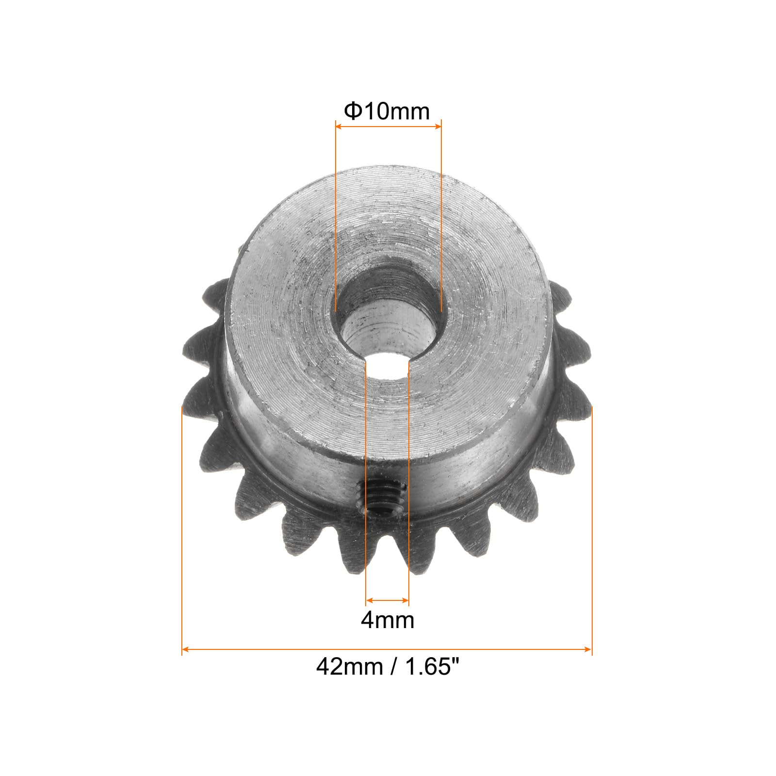 sourcing map 2Stk Kegelrad 2M 20 Zähne 10mm Welle Loch 1:1 Kegelförmig Ritzelrad mit 4mm Stichstraße 45# Stahl 2 Modul 90° Lenkrad mit M5 Befestigungsloch für Hardware Mechanische Drehung