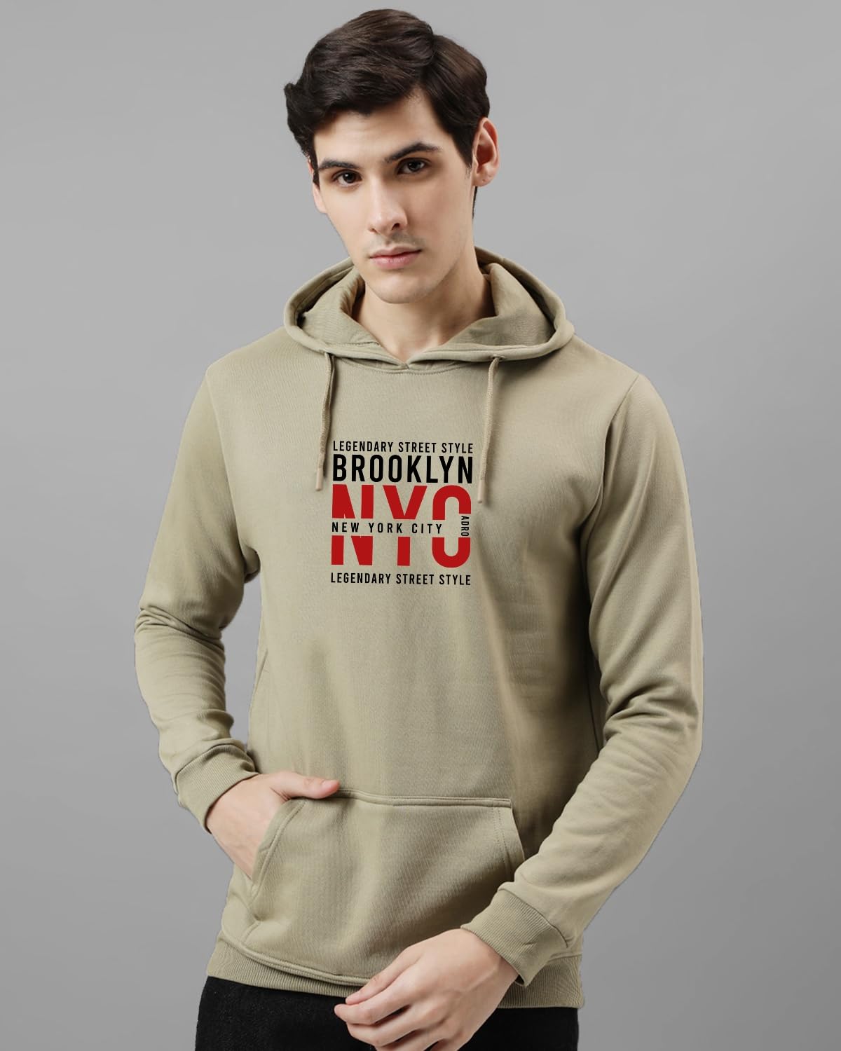ADRO Męska bluza z kapturem z nadrukiem, bawełniana bluza z kapturem, męska bluza z kapturem