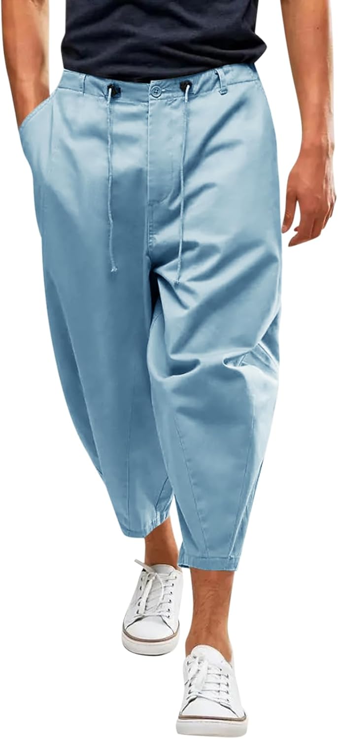 Runcati Mens Cotton Capri Pants Casual Loose Fit 34 Nigeria Ubuy