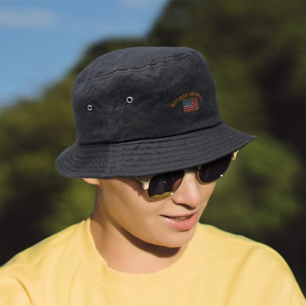 Speedy Pros Bucket Apparel Hat Retired Air Force Embroidery Cotton Hats for Men & Women