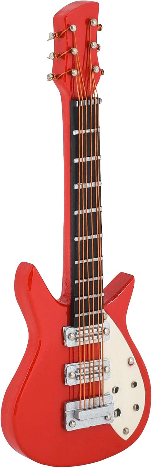 Broadway Gifts Co Miniature Fire Red Electric Guitar 4 inch Wood Refrigerator Magnet image 2