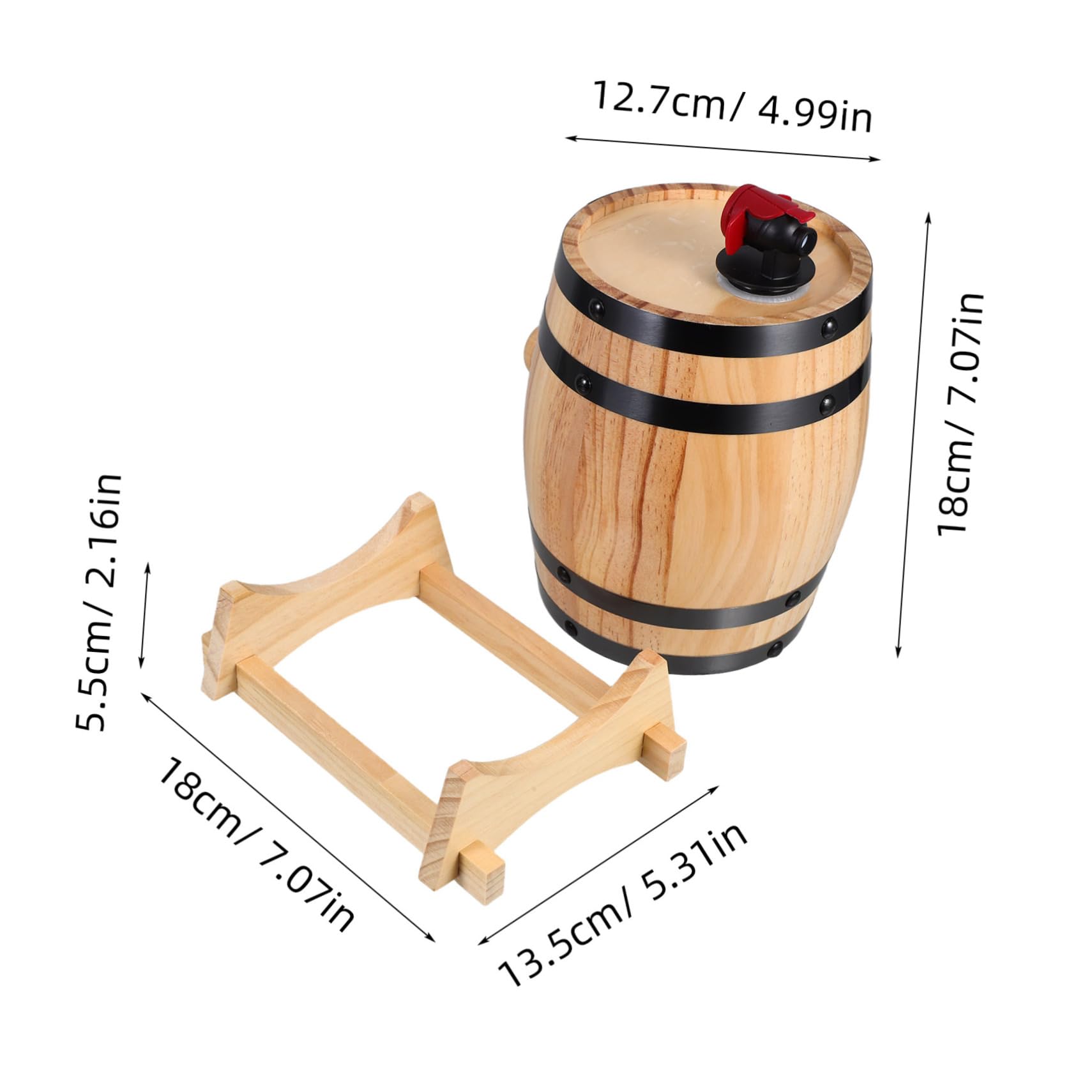 VINTORKY Oak Barrel Bar Whiskey Barrel Dispenser Large Capacity Wooden Wine Container
