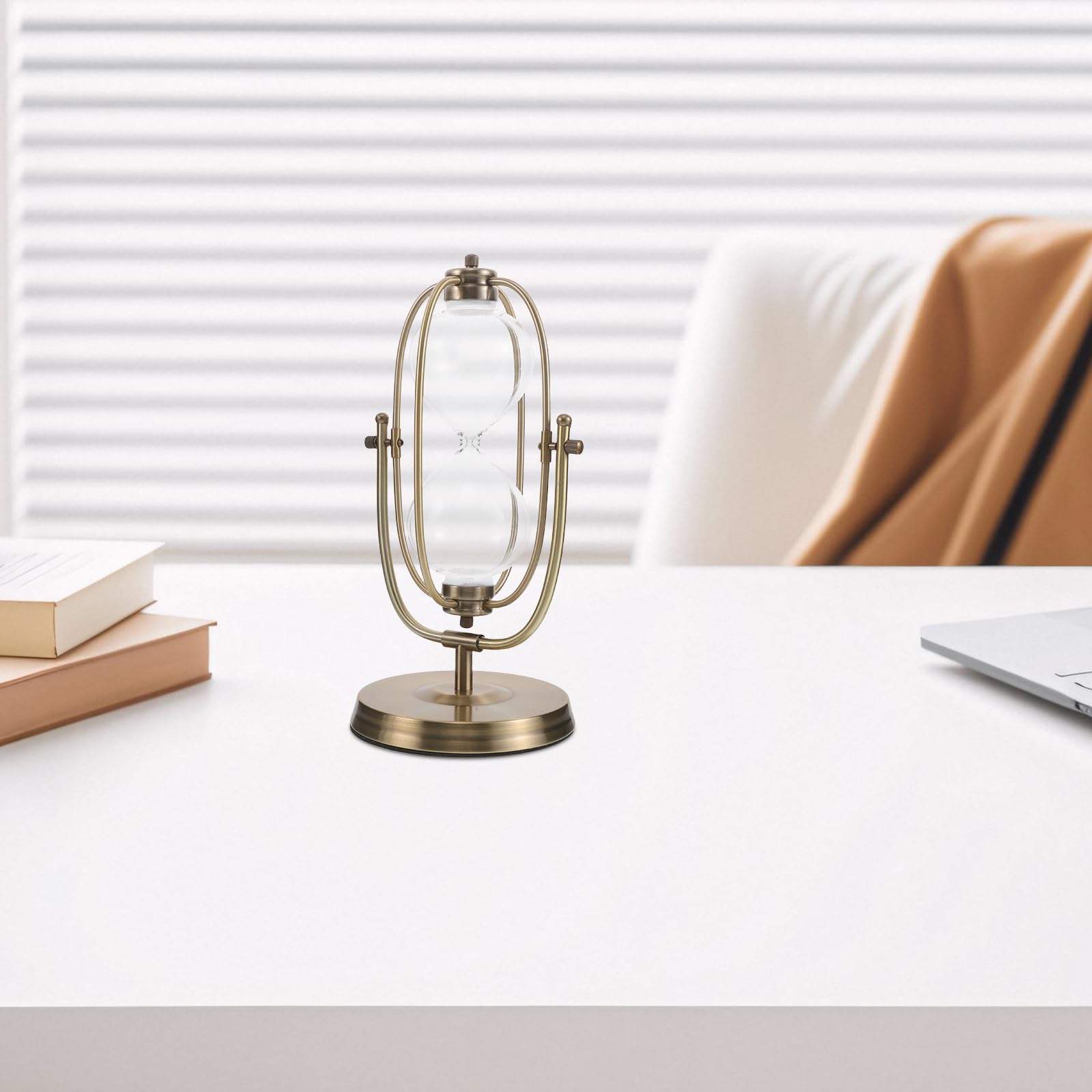 Sablier Rotatif Vintage Vide en Verre et Alliage pour Bureau