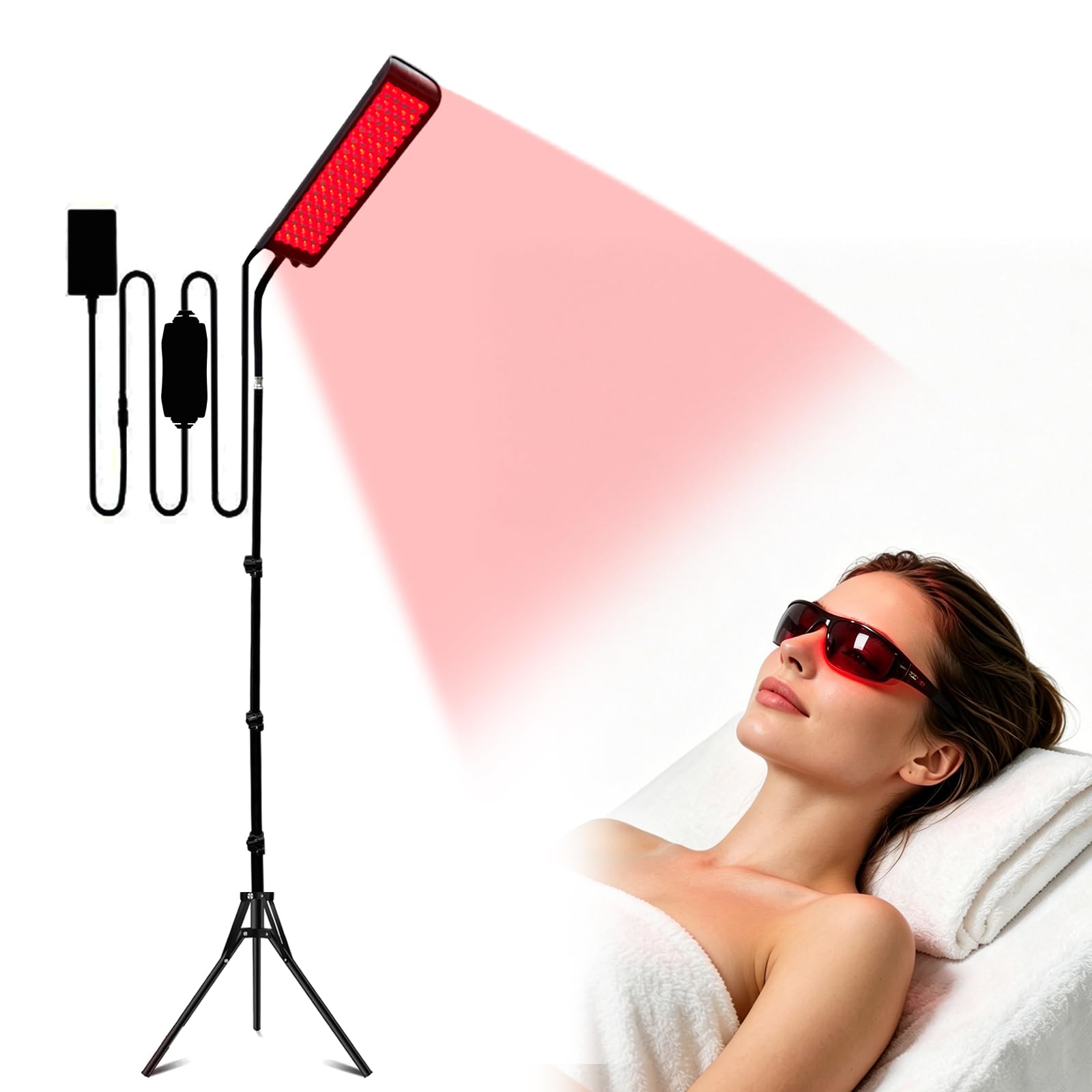 Panel de luz roja para cuerpo completo, panel de luz infrarroja con soporte, luz roja de 660 nm y dispositivo de luz infrarroja cercana de 850 nm para cara, rodilla y cuerpo en casa