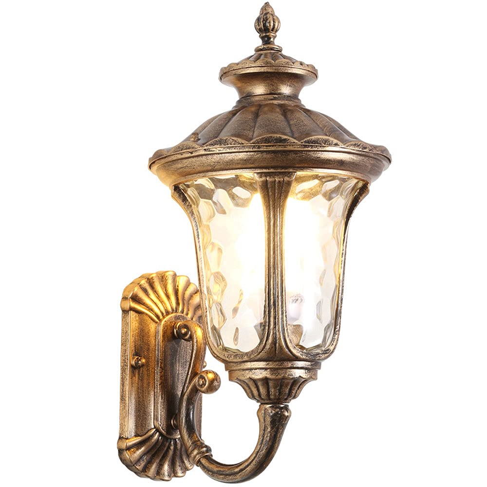 OLSKFUH Wall Lamp, European Retro Industry Exterior Wall Sconce Light With Water-Grain Glass Lampshade Wall Lantern Outdoor Waterproof Courtyard Corridor Wall Lamp Decorative Li,