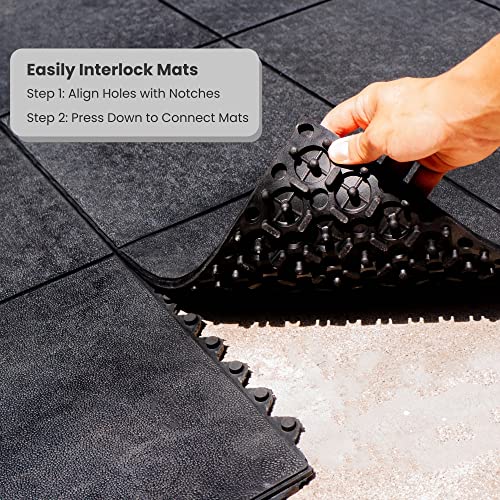 Image of Envelor Interlocking Rubber Tile - Gym Flooring, Commercial Floor Mat, Exercise Equipment Mat, Home Gym, Garage Flooring, Durable Outside Doormat - 90 X 90 Cms, Black