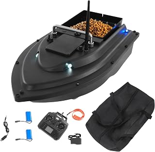 Bait Boat, RC Fishing Bait Boat with GPS Positioning, 600m/656-Yard Range Remote Control, 4.4lb Loading Capacity, Dual 5200mAh Batteries, Fishing Bait Boats with LED Night Light