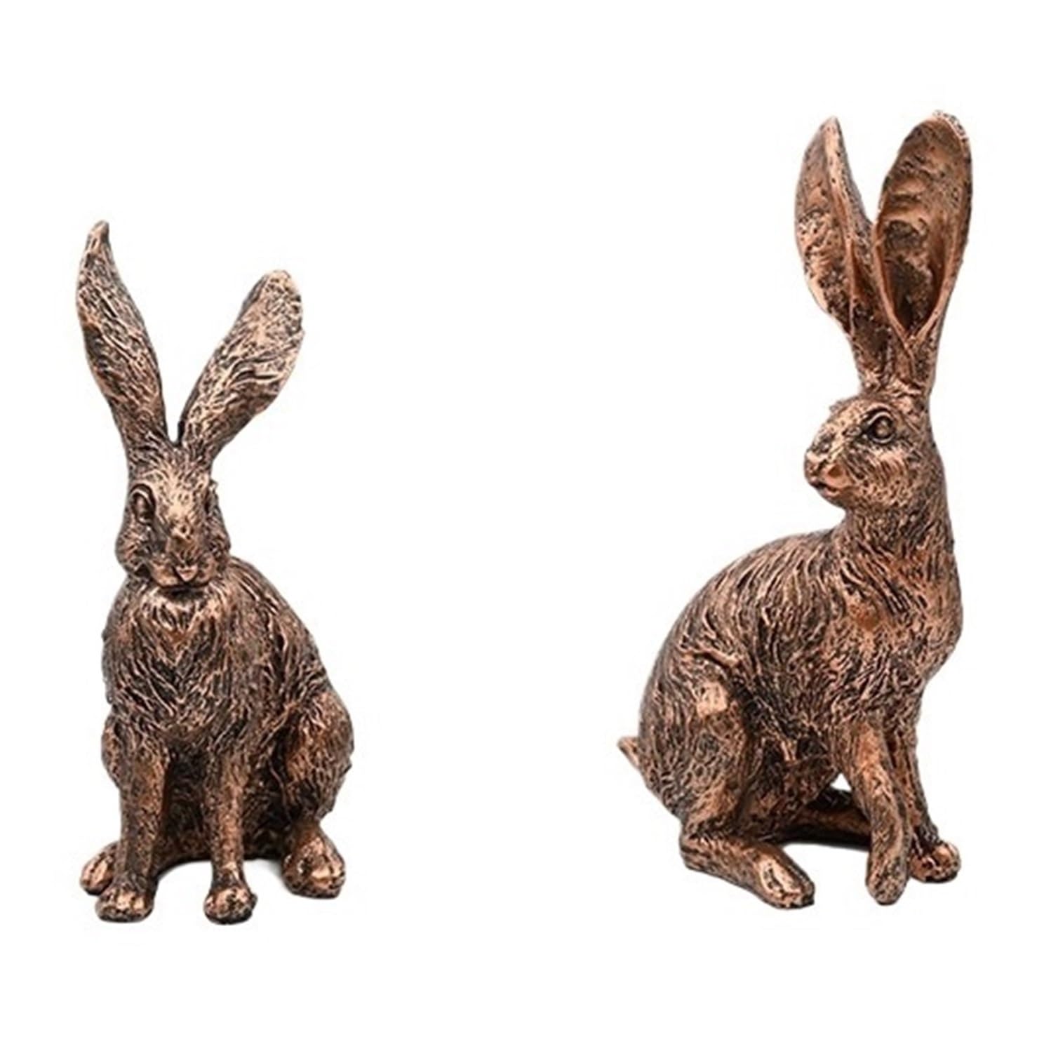 Rich Iron Cute Statues Outdoor Realistic Rabbit Sculpture Garden Creative Bunny Floor-Standing Long-Eared Backyard Decor(Bronze)