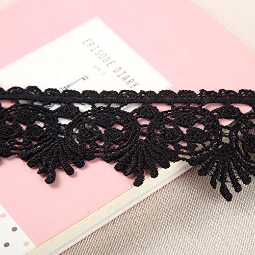 Garniture de Dentelle inélastique pour Broderie de Motif de Lace Europe de 5.5CM de Largeur, vêtements/Accessoires Bridal DIY de Couverture de Nappe de Rideau. (4 Yards dans Un Package) (Noir) Cover