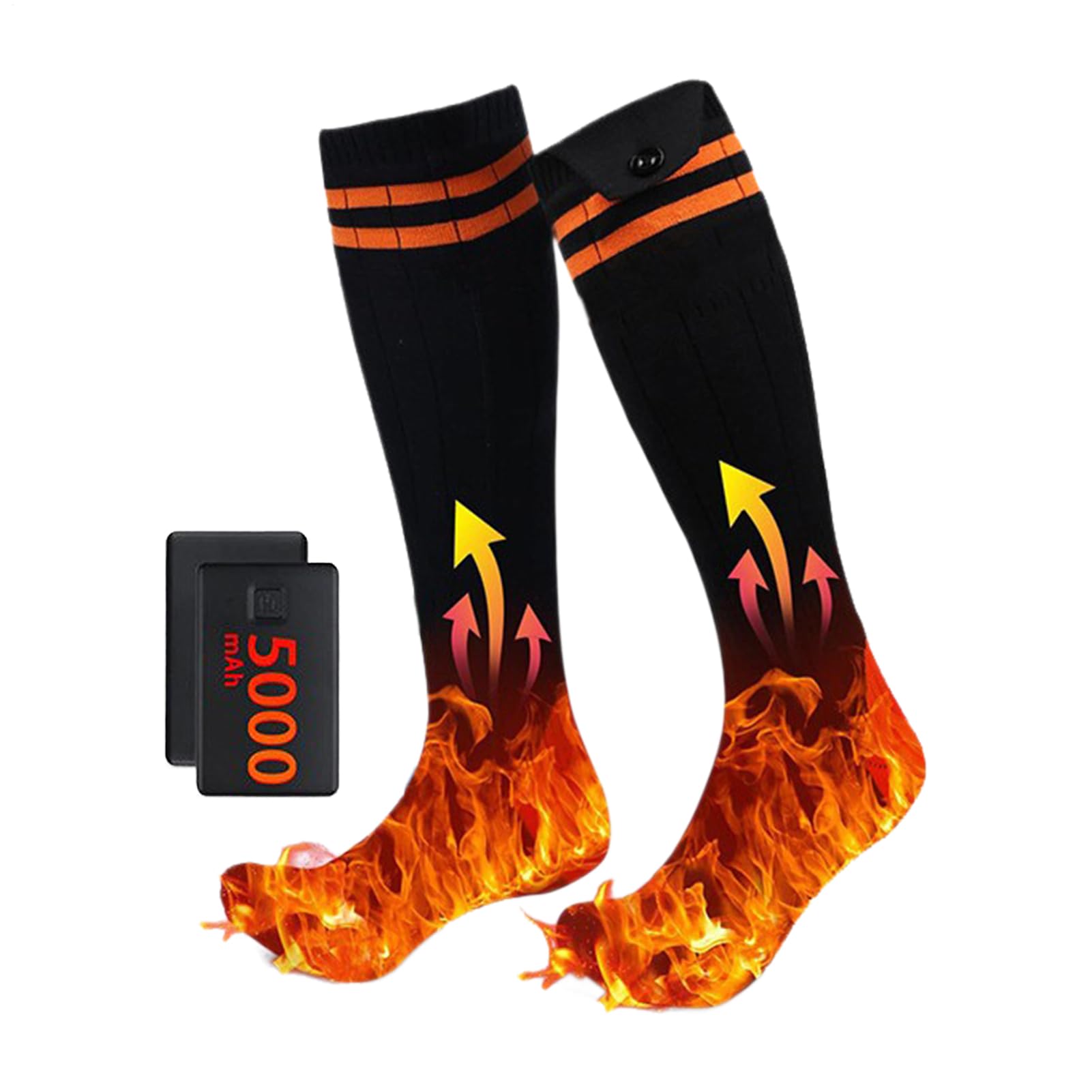Chaussettes Chauffantes pour Hommes Bas Contrôle Application 5000 mAh | Chaussettes De Ski Chauffantes Et Rechargeables Pour Randonnée Hivernale, Camping, Temps Froid, Noël, Chasse, Course, Ski