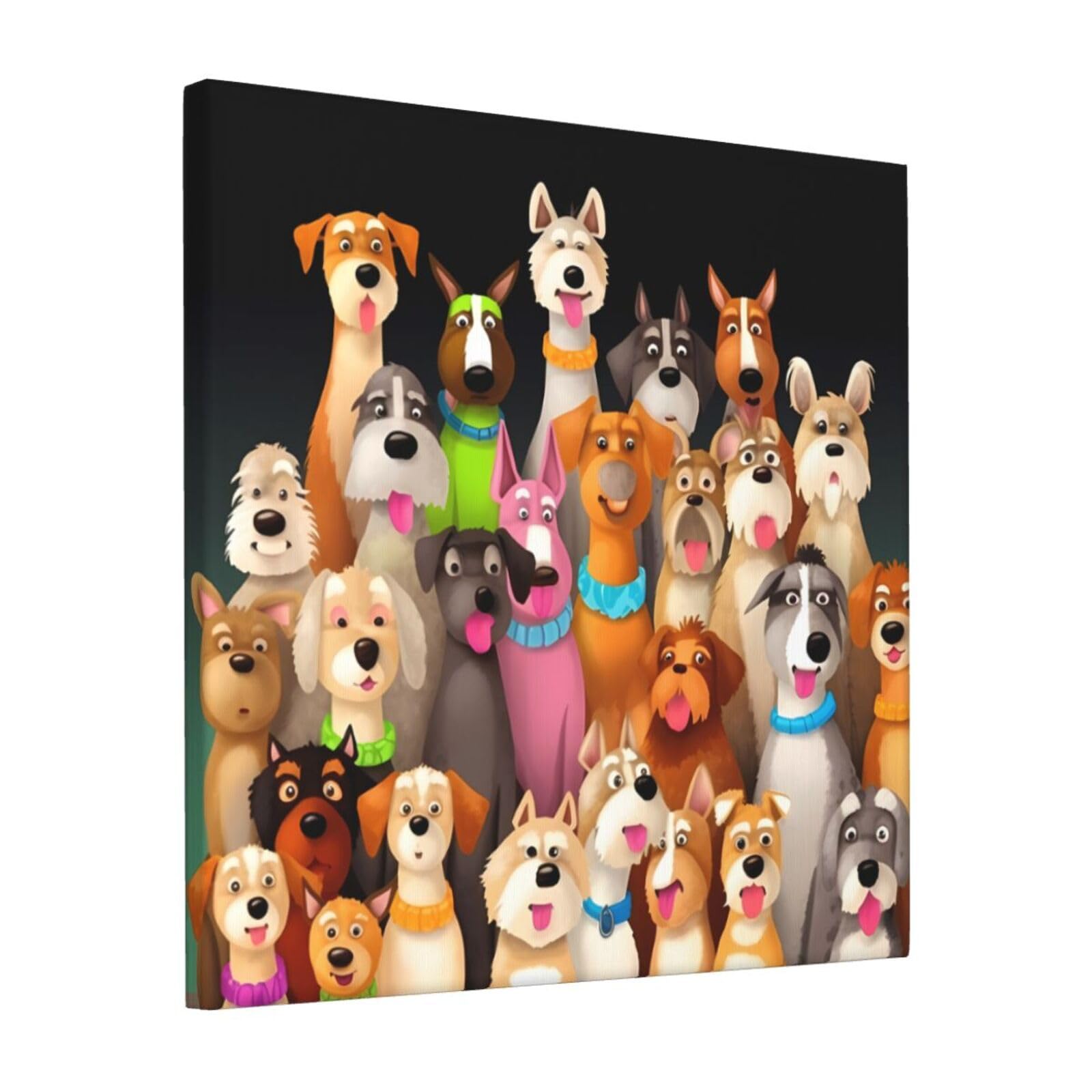 KLOPH Dogs Canvas Wall Art for Living Room 12"x12" Modern Artwork Painting for Bathroom Hanging Canvas Prints Aesthetic Wallart for Bedroom Kitchen Office Wall Decor