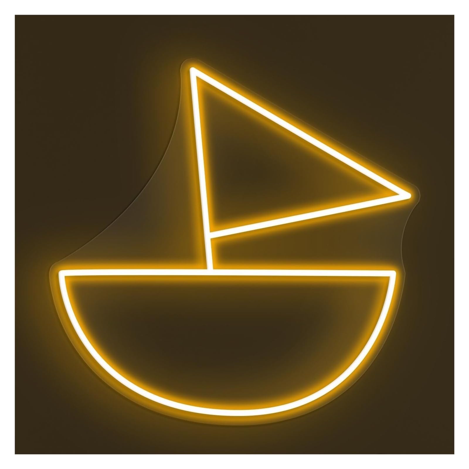 Rongch Yellow Hanging Art Signs Sailboat Neon Sign Handmade, Suitable For Beach Bar Decor With Brightness Adjustable 38Cm(Yellow)