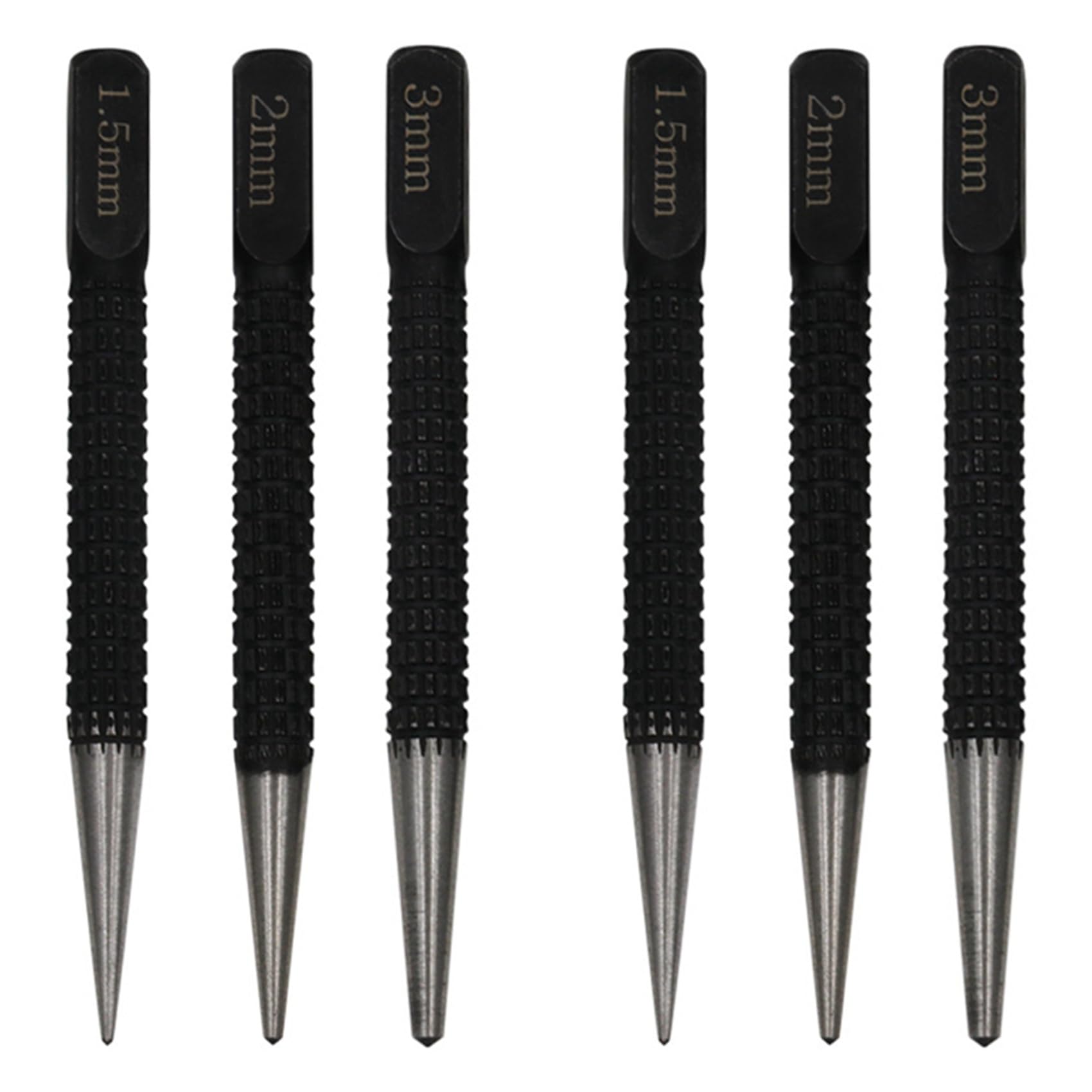 CTRLZS 6PC Center Punch Positioning Punch Drilling Fixer Black Cylindrical Nail Punch Pin Tool Accessories 1.5mm/2mm/3mm