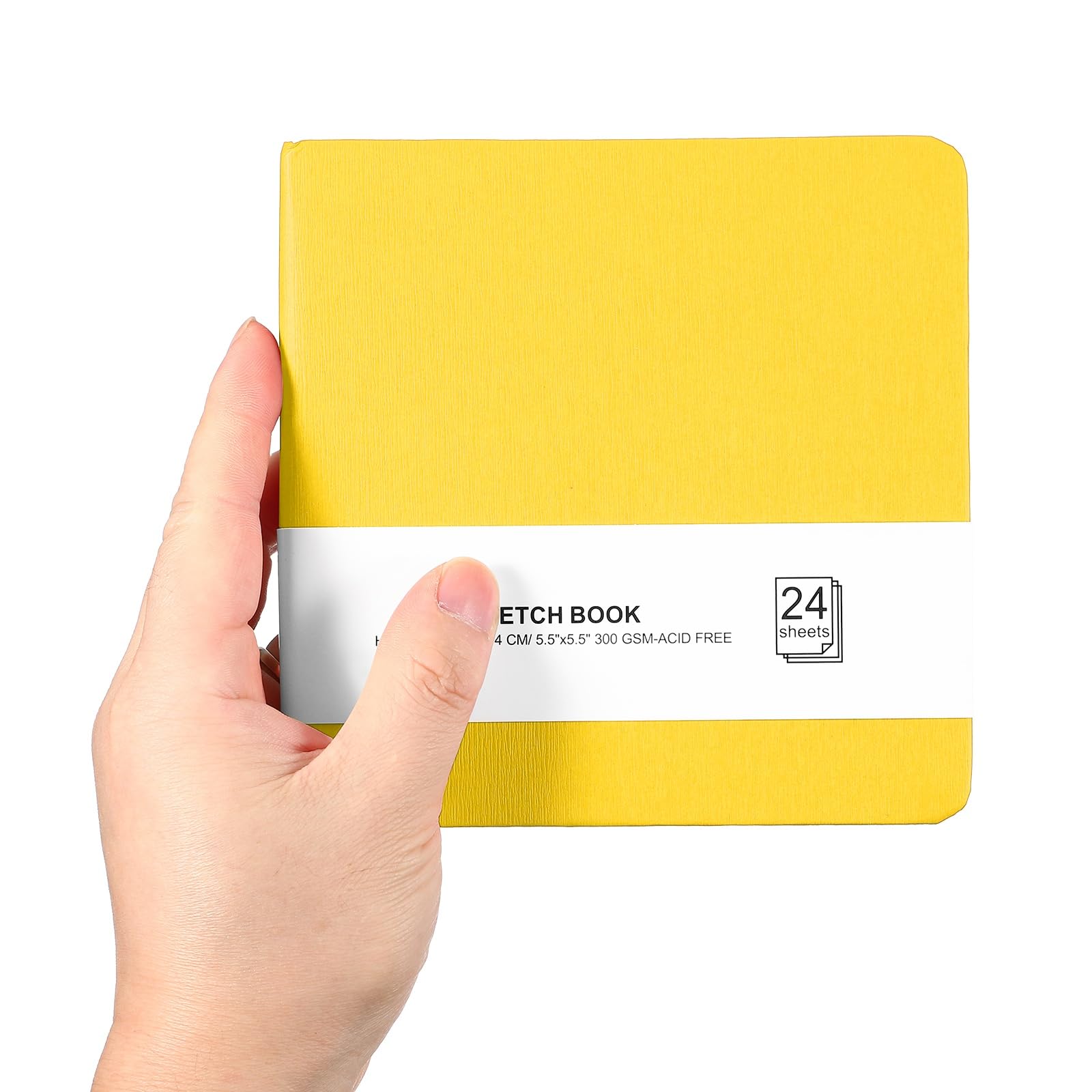 PATIKIL 5.5x5.5 Small Sketchbook, Mini Sketchbook Watercolor Paper Pad 300GSM Thick Paper 24 Sheets/48 Pages Square Tiny Sketch Pad Pocket for Drawing Travel Artist Adults, Yellow