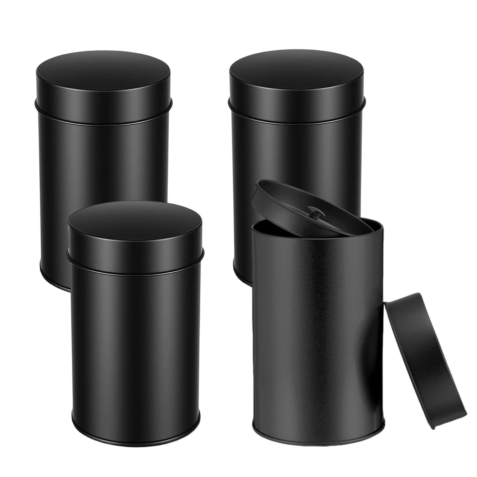 Tea Tins Canister with Airtight Double Lids, Tea Caddy, Round Tin Can Box