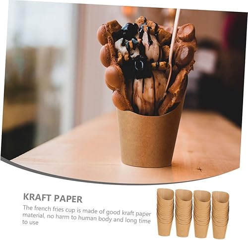 Miniatura 2 de HEALLILY 50 Uds. Taza de helado de papel para alimentos Conos de charcutería de alimentos de gofres de papel para palomitas de maíz, tazas de