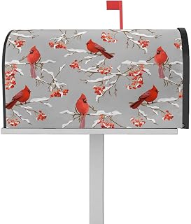 Mailbox Cover Magnetic Christmas Cardinal Red Berry Bird Mailbox Covers Standard Size 21x18in,Mailbox Covers Wrap Post Letter Box Cover for Garden Yard Outdoor Decor Winter Snow Country Branch