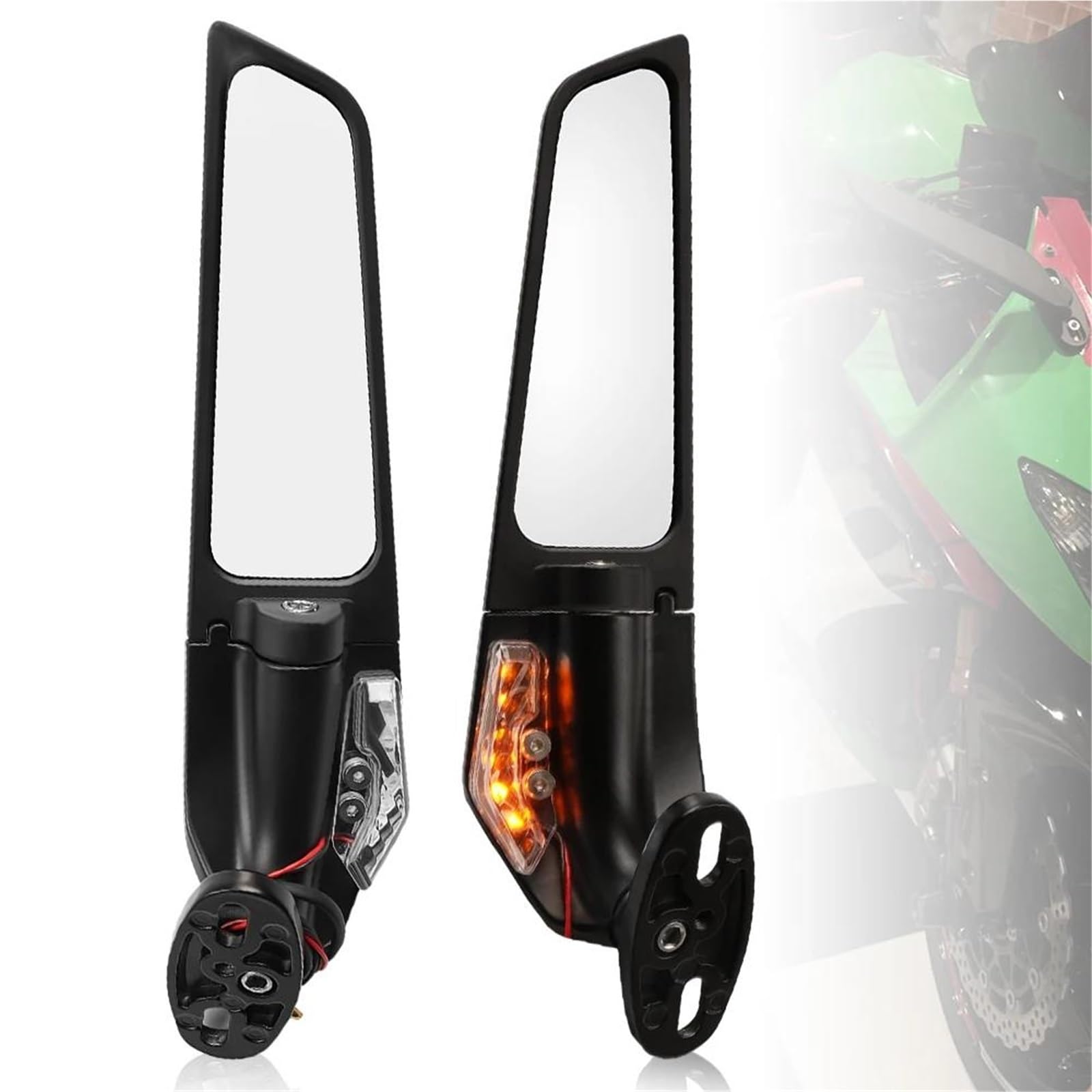 Espejo retrovisor de motocicleta para Kawasaki Ninja 300 400 650 ajustable paquete de 2