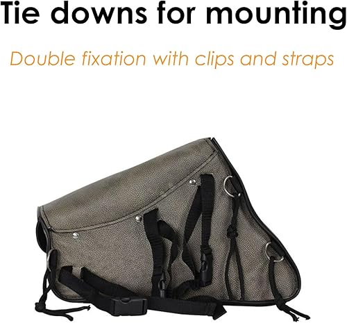 Miniatura 3 de GARGOYLE BELLS Bolsas de cuero para sillín de motocicleta, bolsa de brazo oscilante para softails y helicópteros, bolsas de equipaje de motocicleta,