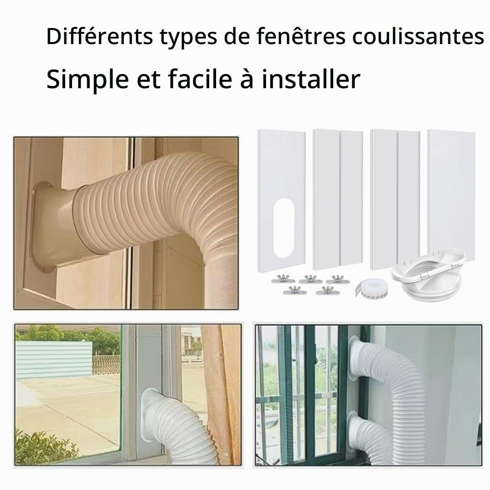 4 pièces de joint de fenêtre pour climatisation, joint de fenêtre pour climatiseurs mobiles, kit d’étanchéité de fenêtre pour climatisation, kit de glissière de fenêtre réglable pour climatiseurs