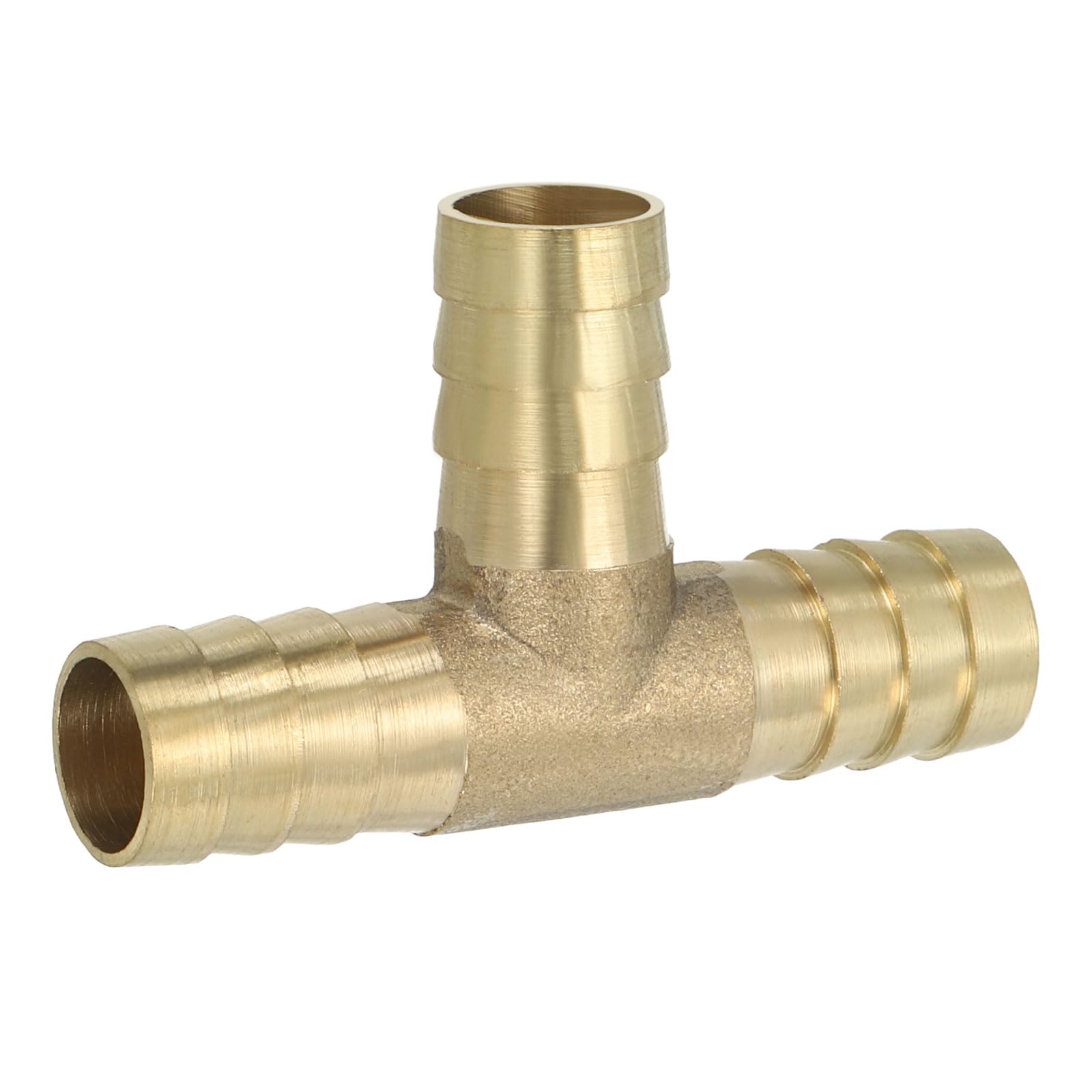 PATIKIL 1/2" Brass Tee Hose Barb Fitting, 3 Ways Union Intersection T Shape Barbed Split for Air Water Fuel Gas Liquid, Golden