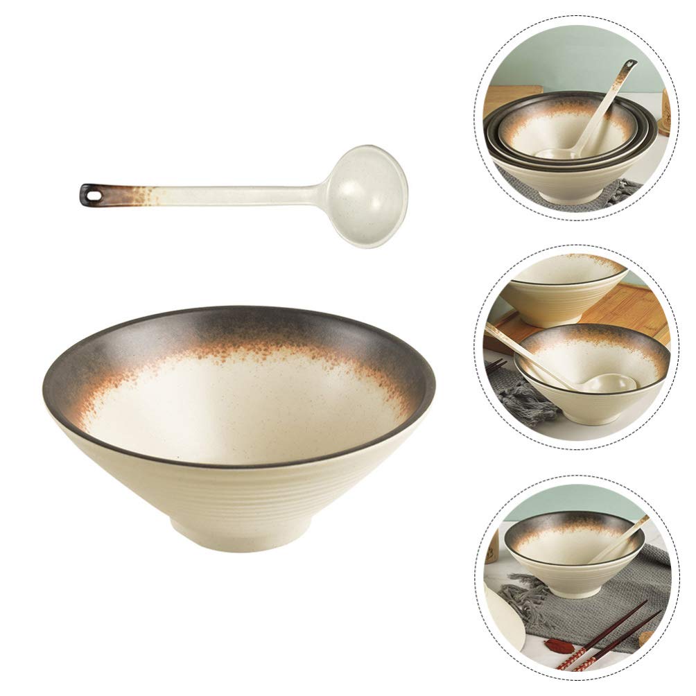 Juego de 2 uds de Cuencos Ramen con cucharas a Juego para Sopa de Fideos Pho Udon Soba Laksa arroz Ensalada Postre arroz Pho Cereal Ensalada Sopa Restaurante