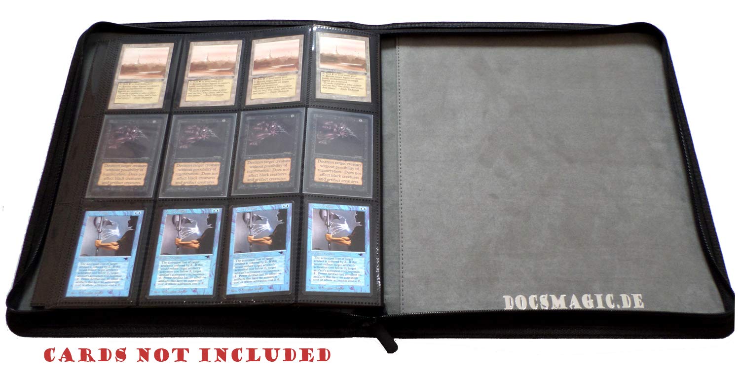 docsmagic.de Premium Pro-Player 12-Pocket Playset Zip-Album Black - 480 Card Binder - MTG - PKM - YGO - Cremallera Negra