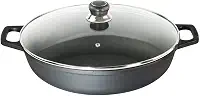 Paella Ferro Fundido Alça Ferro Tampa Vidro Santana 30 Cm